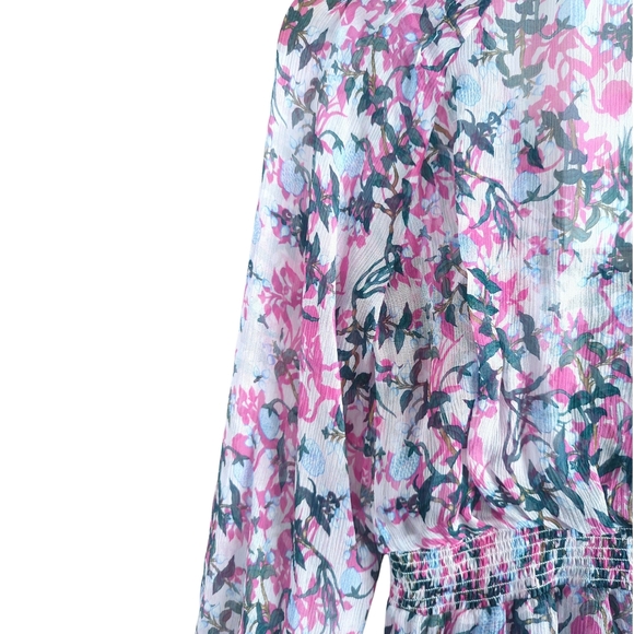DIANE VON FURSTENBERG Kelby Floral Silk Mini Tiered Ruffle Pink Dress Size XS - Picture 13 of 17